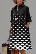 Halvine | Women's Polka Dot Midi Shirt Dress - Black - Image 1