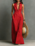 Halvine | Women's Sleeveless Maxi Dress - Red - Image 1