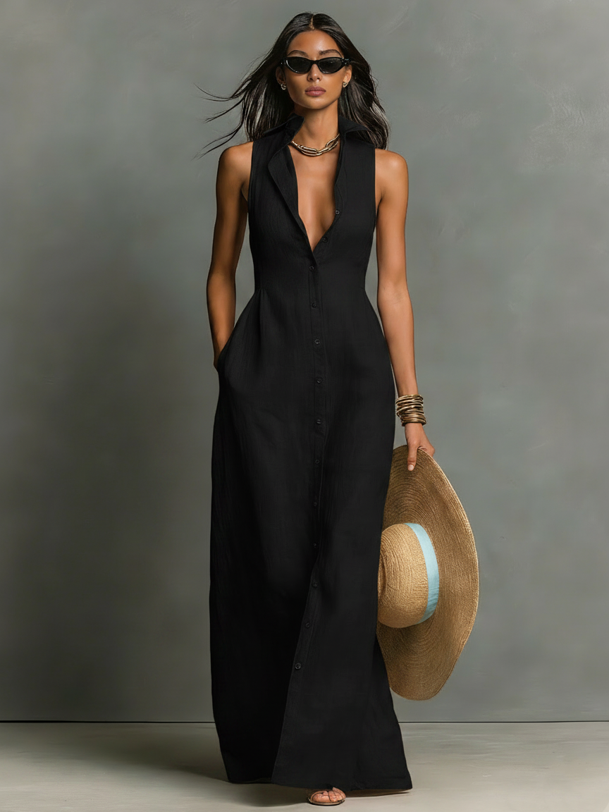 Halvine | Women's Sleeveless Maxi Dress - Red - Image 9