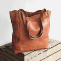 Halvorne | Women's Large Leather Tote Shoulder Bag - Camel - Image 1