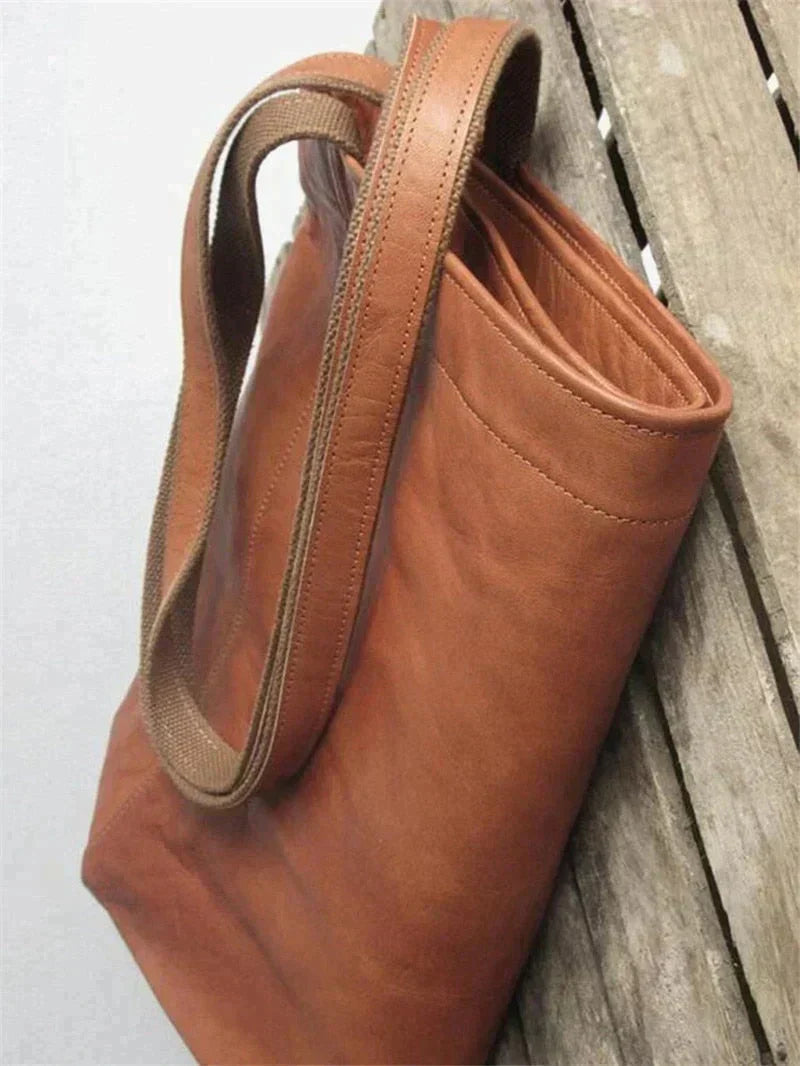 Halvorne | Women's Large Leather Tote Shoulder Bag - Camel - Image 5