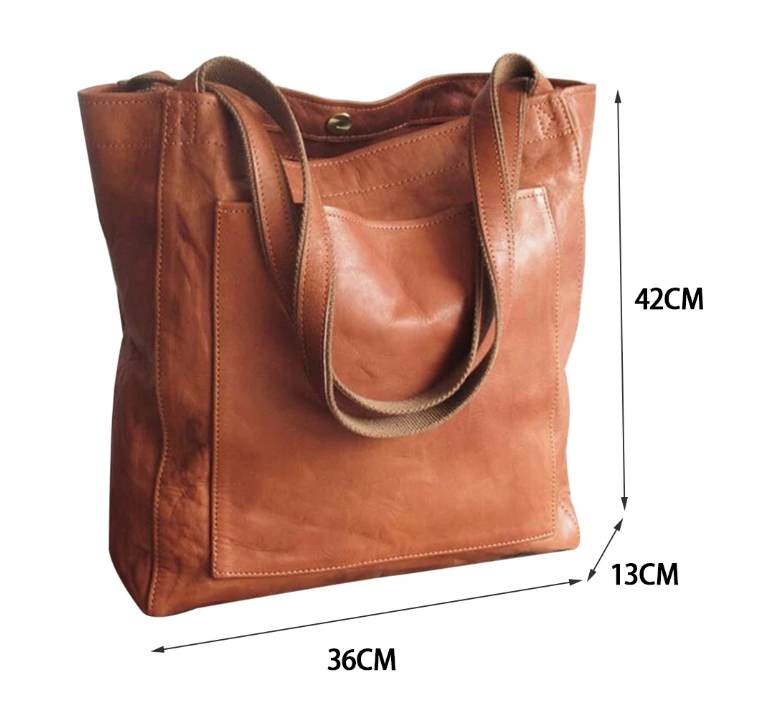Halvorne | Women's Large Leather Tote Shoulder Bag - Camel - Image 9