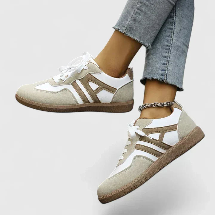 Halvorne | Women's Orthopedic Sneakers Lace-Up Trainers - Beige - Image 1