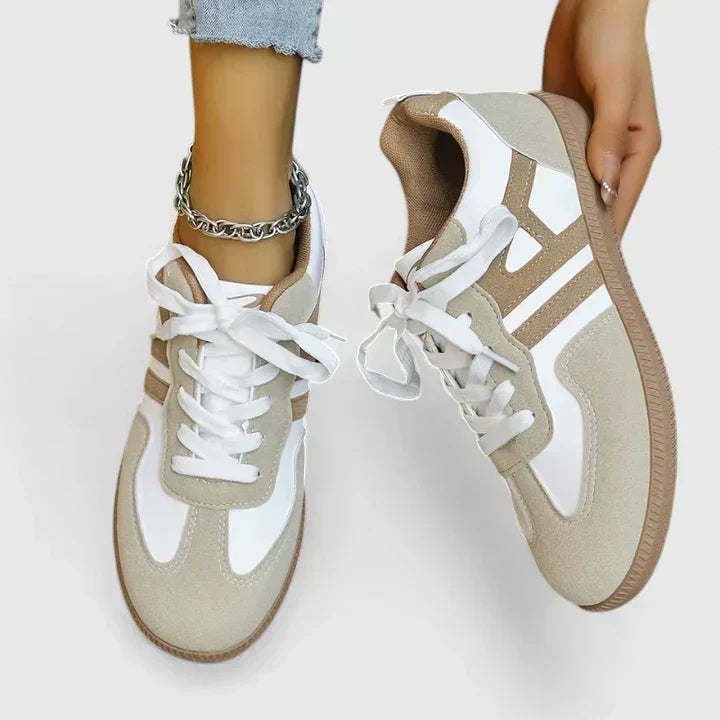 Halvorne | Women's Orthopedic Sneakers Lace-Up Trainers - Beige - Image 2