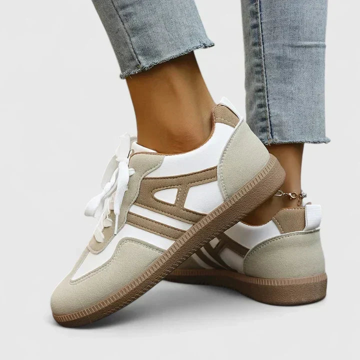 Halvorne | Women's Orthopedic Sneakers Lace-Up Trainers - Beige - Image 3