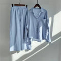 Halvorne | Women's Two Piece Set Shirt & Wide Leg Pants - Light Blue - Image 1