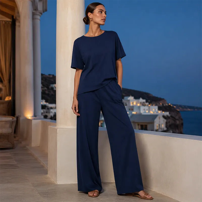 Halvorne | Women's Two Piece Set Wide Leg Pants - Black - Image 5