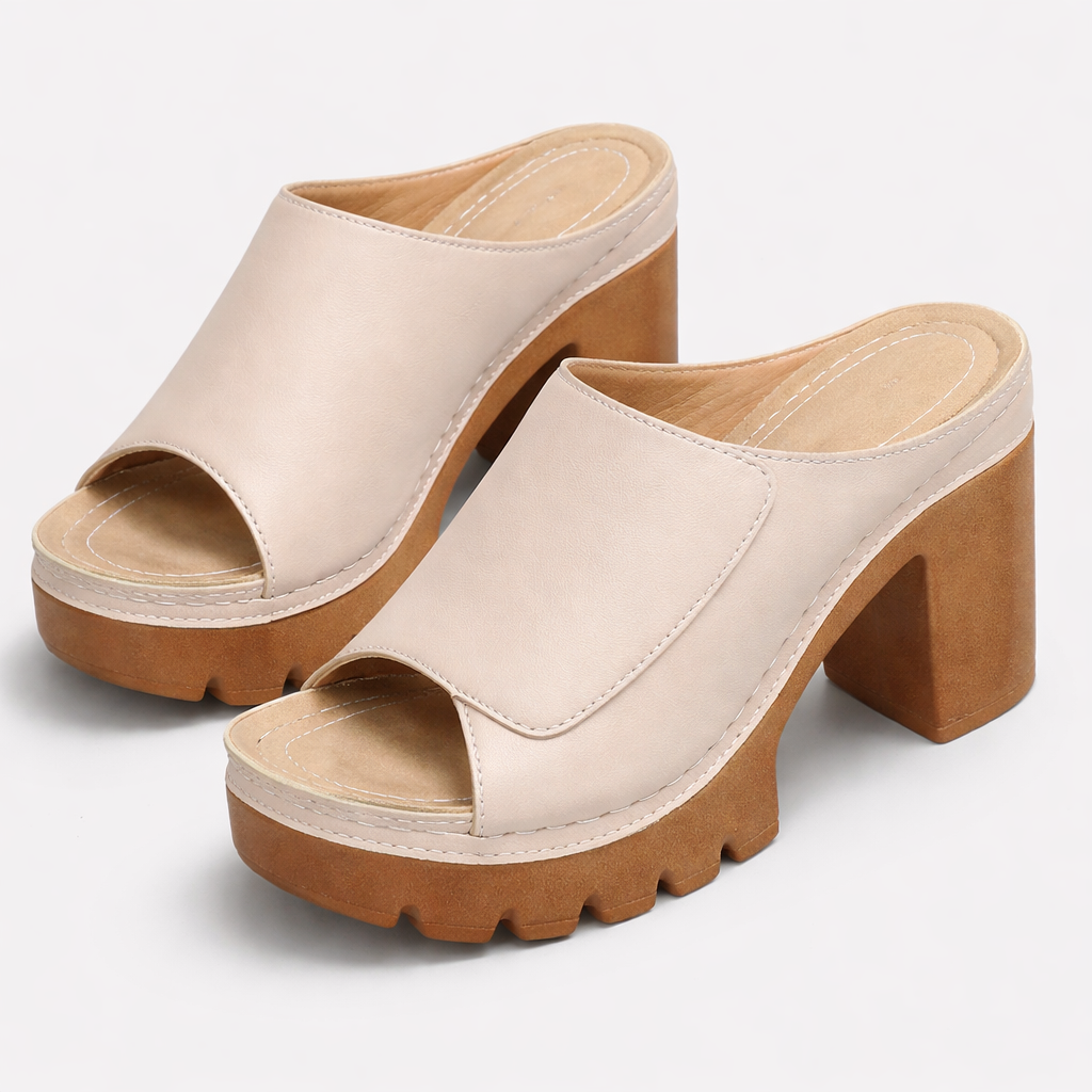 Halvorra | Women's Nude Platform Block Heel Mules - Image 10