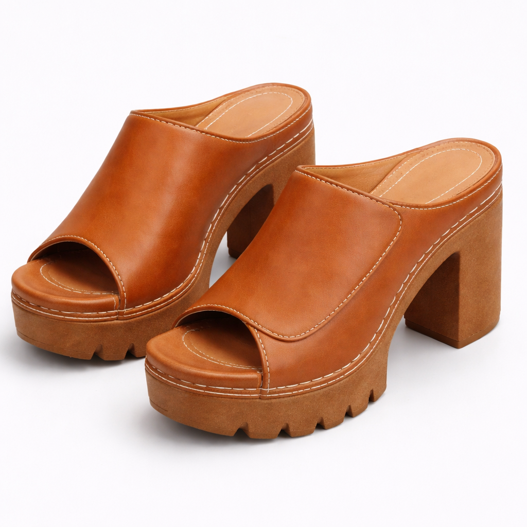 Halvorra | Women's Nude Platform Block Heel Mules - Image 6