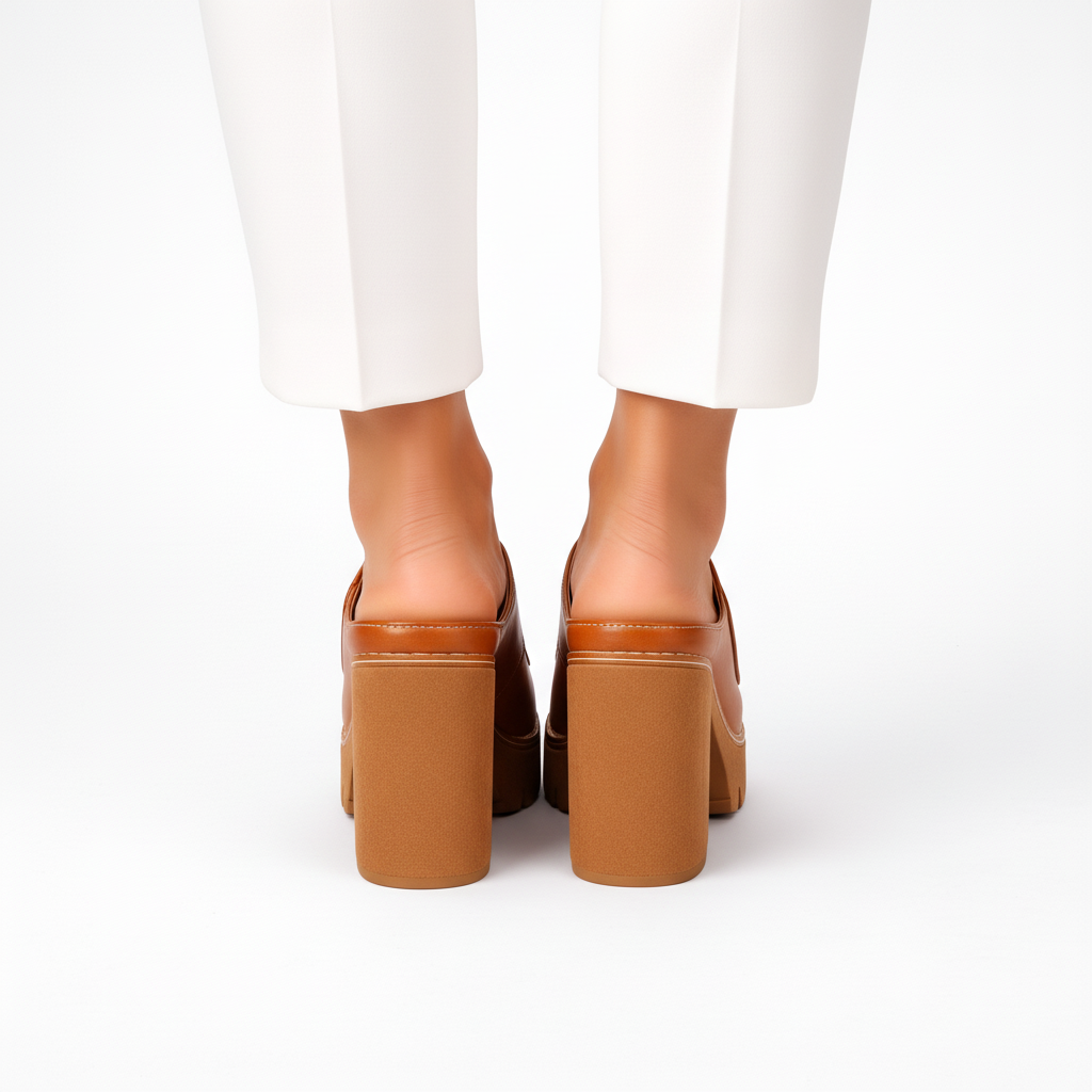 Halvorra | Women's Nude Platform Block Heel Mules - Image 8