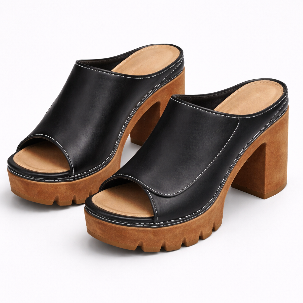 Halvorra | Women's Nude Platform Block Heel Mules - Image 9