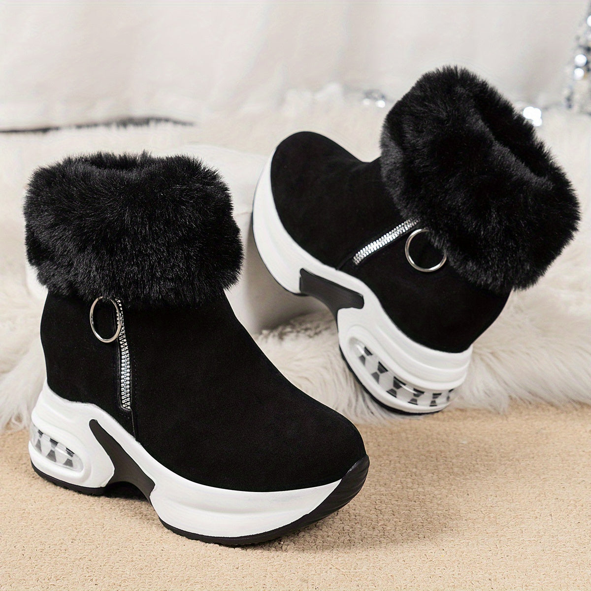 Halvourne | Women's Orthopedic Sneaker Winter Boots - Black - Image 1