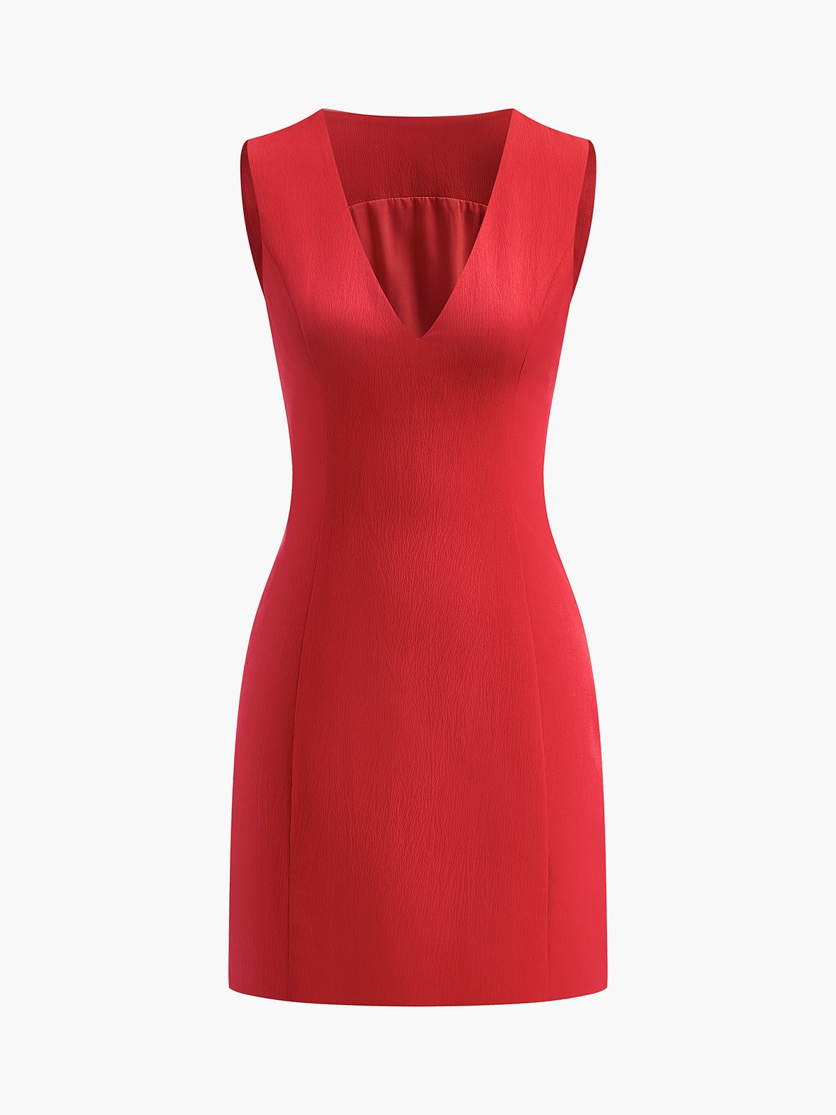 Isolde | Women's Deep V-Neck Sleeveless Mini Dress - Red - Image 12