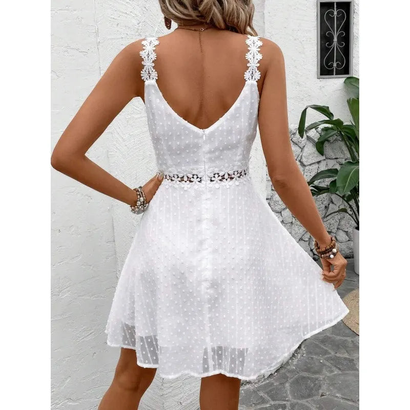 Lorelei | Women's Lace Trim Sleeveless Mini Dress - Pink - Image 5