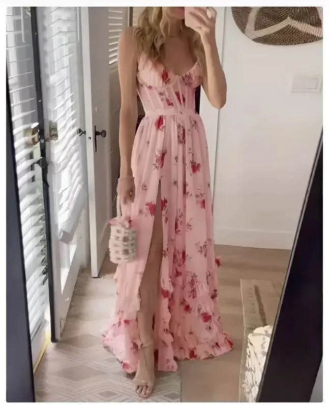 Lorienne | Women's Wedding Guest Dress Maxi - Pink - Image 1