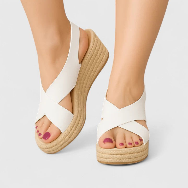 Lorriven | Women's Cross Strap Wedge Platform Sandals - Image 1