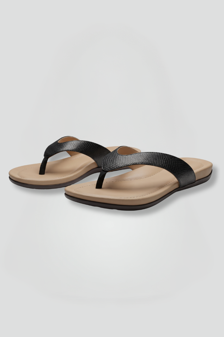 Lorvaine | Women's Arch Support Thong Sandals - Black - Image 2