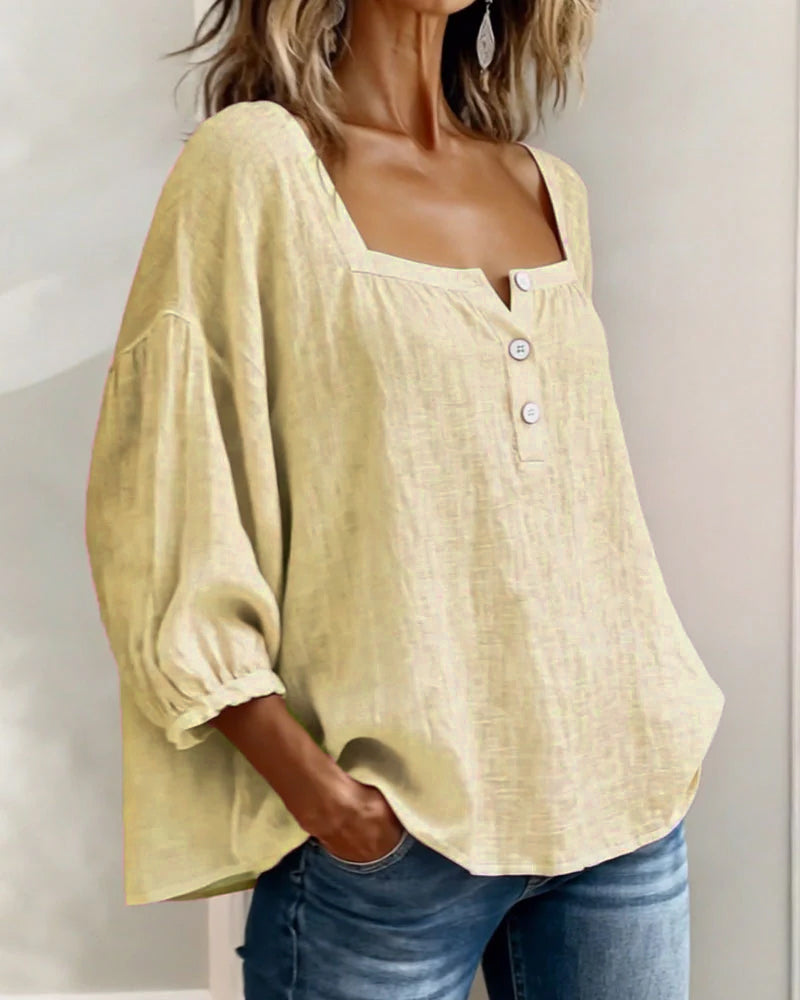 Lorveth | Women's Linen Top Square Neck Blouse - Image 17