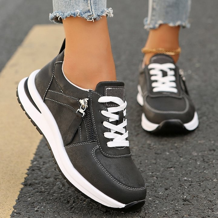 Lorwyn | Women's Orthopedic Sneakers Zip Detail - Silver - Image 5