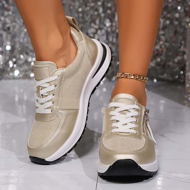 Lorwyn | Women's Orthopedic Sneakers Zip Detail - Silver - Image 8