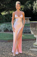 Loureine | Women's Evening Gown Dress with High Split - Light Pink - Image 1