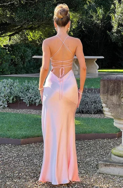 Loureine | Women's Evening Gown Dress with High Split - Light Pink - Image 8