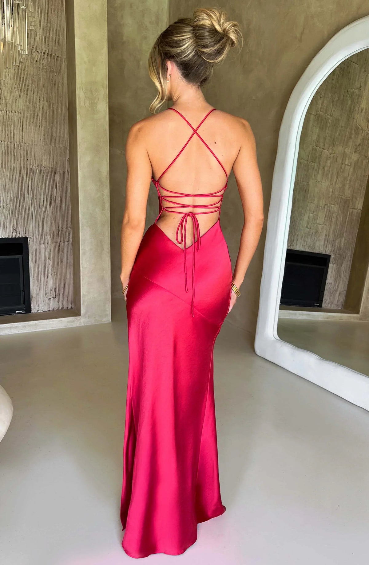 Loureine | Women's Evening Gown Dress with High Split - Light Pink - Image 9