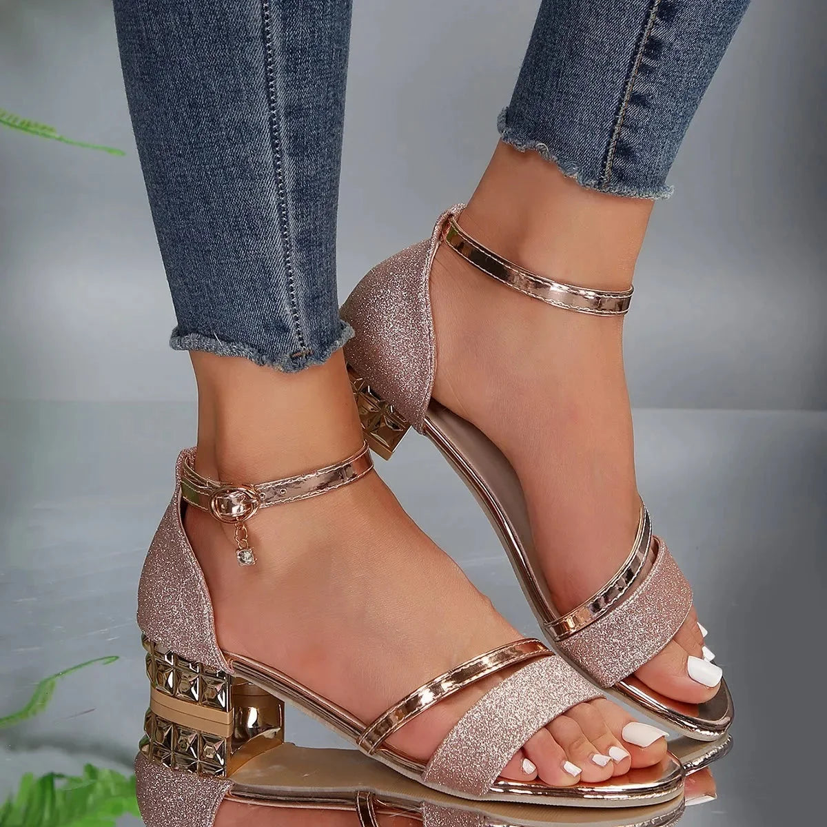 Luvarne | Women's Ankle Strap Block Heel Sandals - Image 4