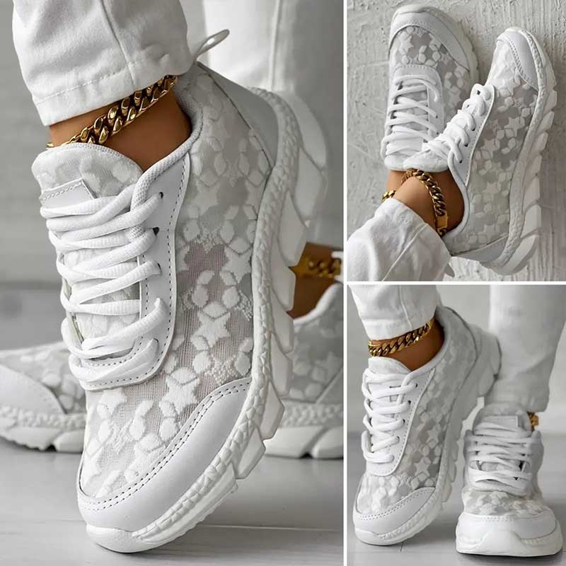 Luvelle | Women's Orthopedic Sneakers Lace-Up - White - Image 1