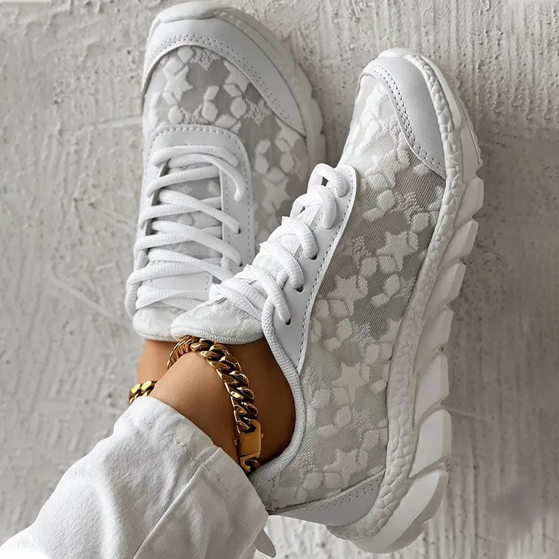 Luvelle | Women's Orthopedic Sneakers Lace-Up - White - Image 4