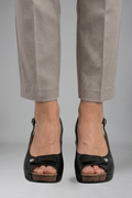 Marvaine | Women's Wedge Sandals Open Toe Slingback - Grey - Image 1