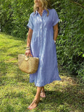 Meridel | Women's Short Sleeve Shirt Midi Dress - Image 1