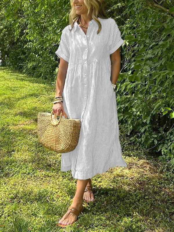 Meridel | Women's Short Sleeve Shirt Midi Dress - Image 2