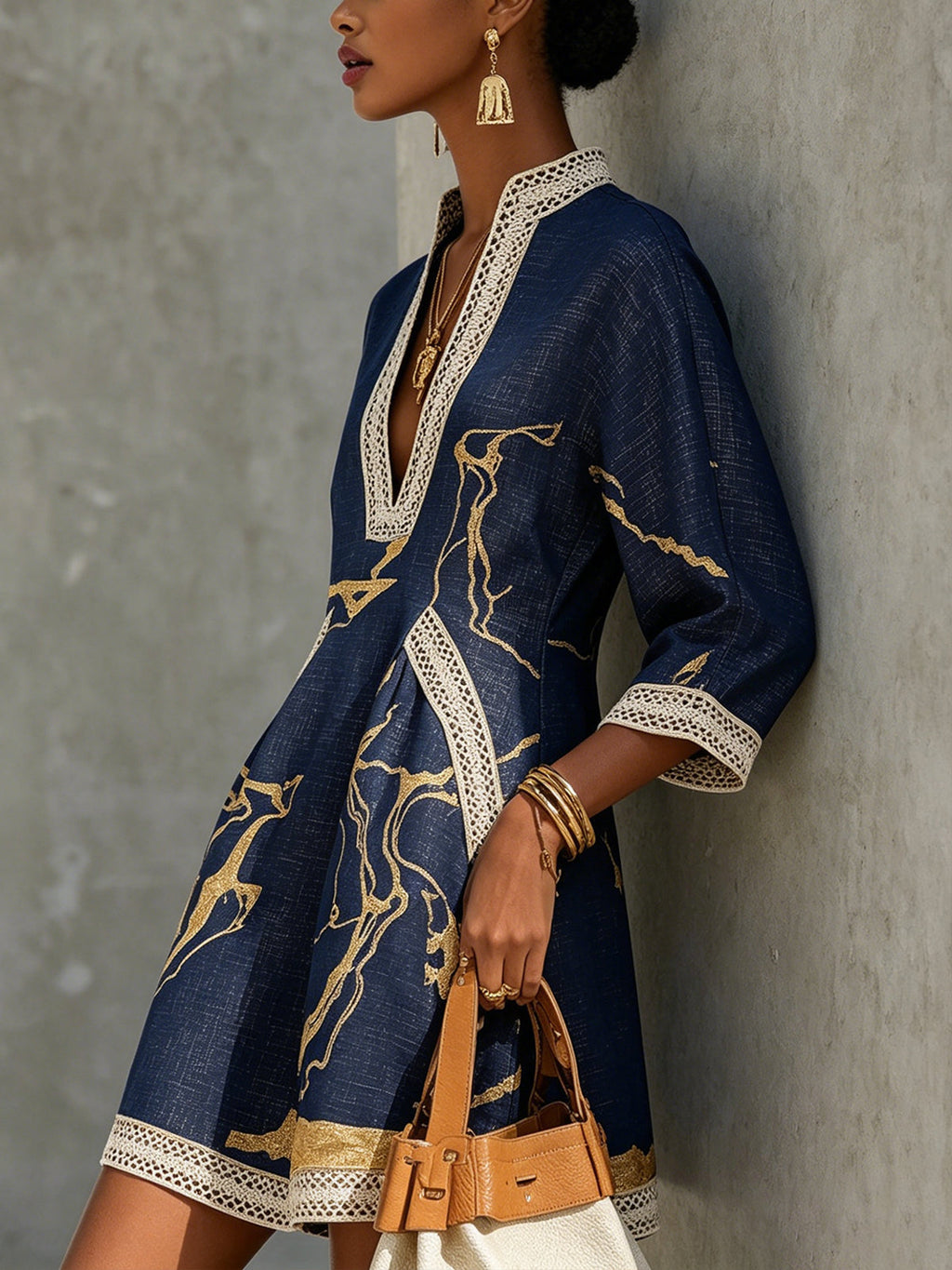 Mireille | Women's Mini Dress Print - Navy - Image 2
