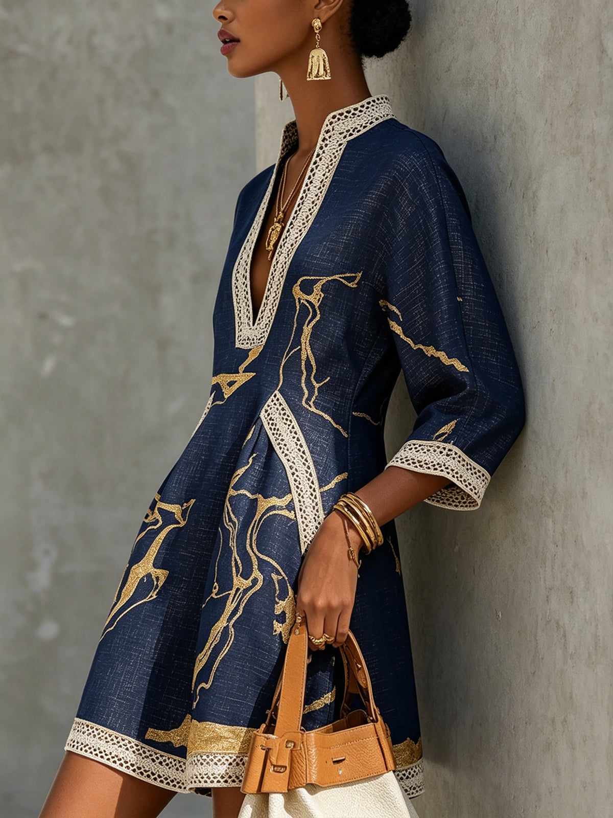 Mireille | Women's Mini Dress Print - Navy - Image 2