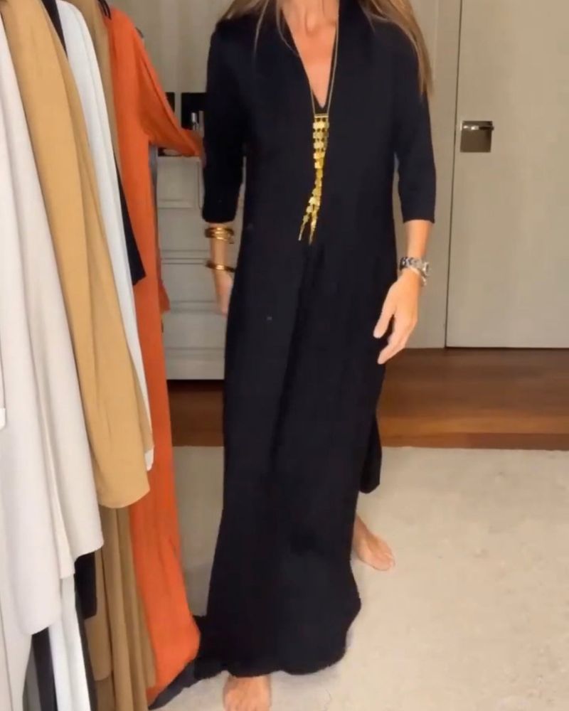 Ondina | Women's Casual Summer Maxi Dress - Black - Image 1