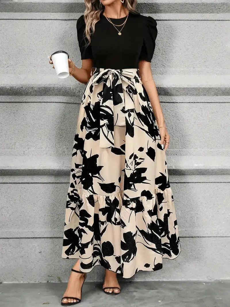 Oralie | Women's Maxi Dress Puff Sleeve Print Skirt - Image 6