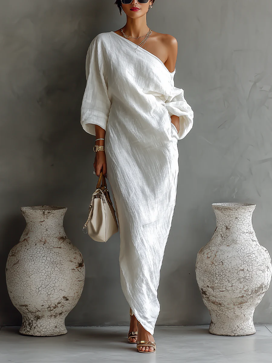 Orindel | Women's One-Shoulder Maxi Dress - White - Image 1