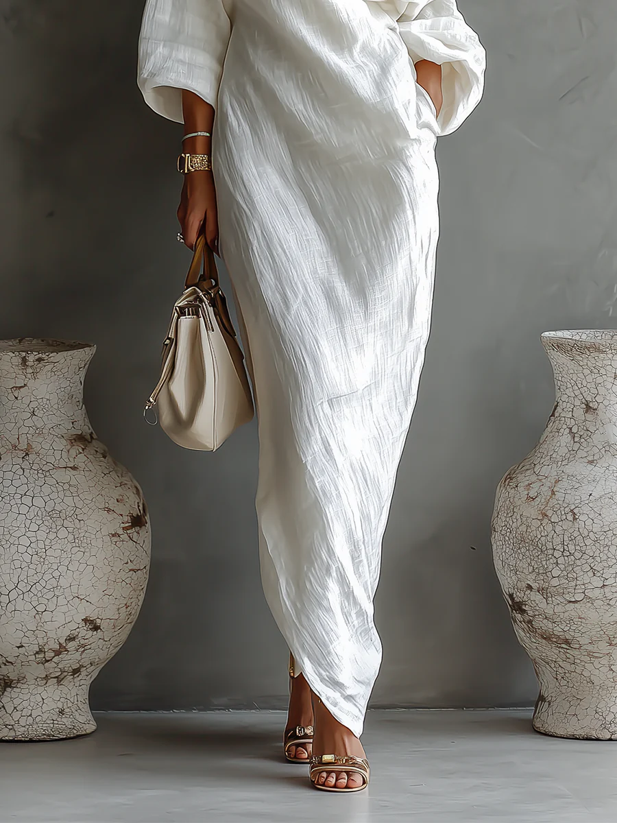 Orindel | Women's One-Shoulder Maxi Dress - White - Image 3