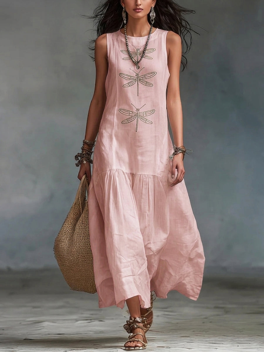 Orinthia | Women's Sleeveless Embroidered Maxi Dress - Pink - Image 1