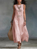 Orinthia | Women's Sleeveless Embroidered Maxi Dress - Pink - Image 1