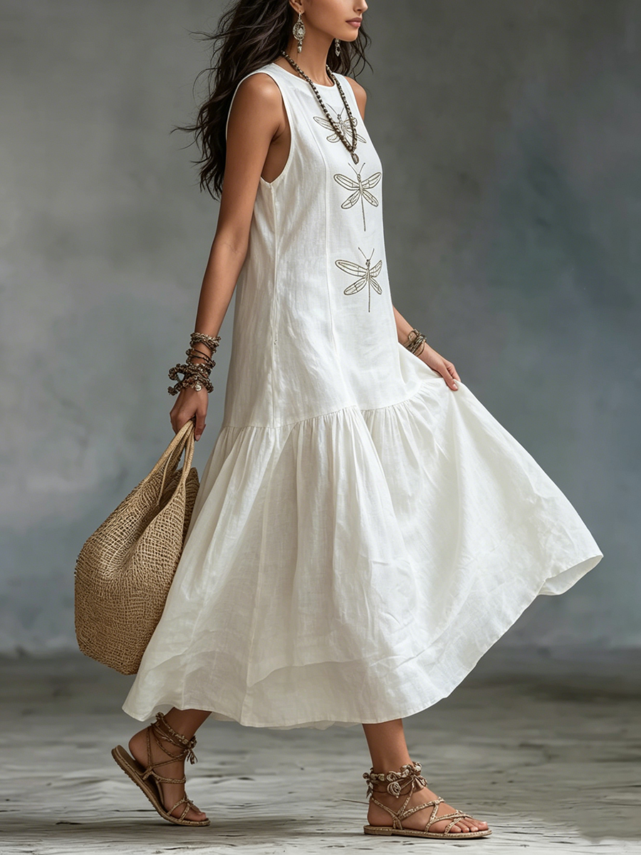 Orinthia | Women's Sleeveless Embroidered Maxi Dress - Pink - Image 6