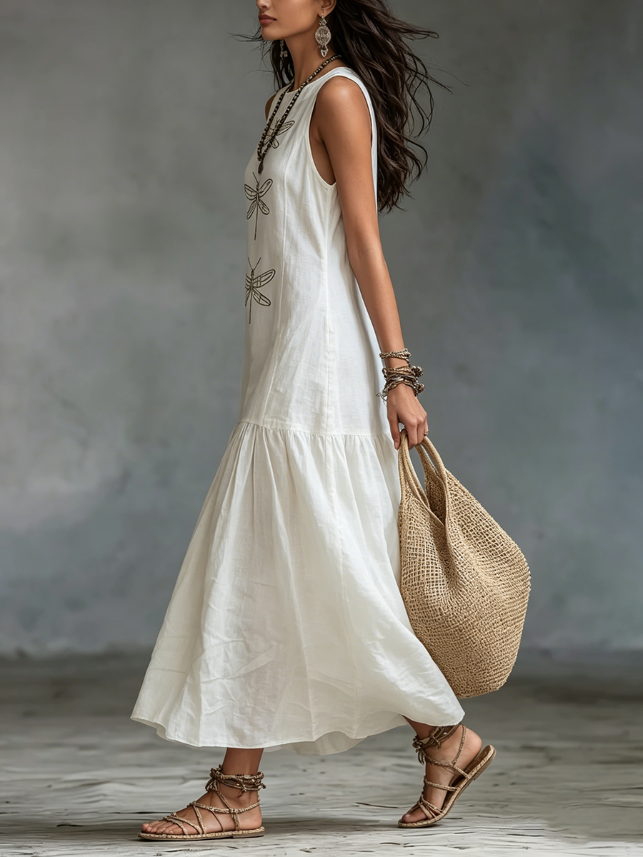 Orinthia | Women's Sleeveless Embroidered Maxi Dress - Pink - Image 7