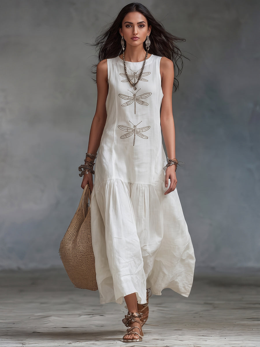 Orinthia | Women's Sleeveless Embroidered Maxi Dress - Pink - Image 8
