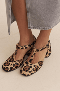 Orvaine | Women's Leopard Print T-Bar Block Heel - Leopard - Image 1