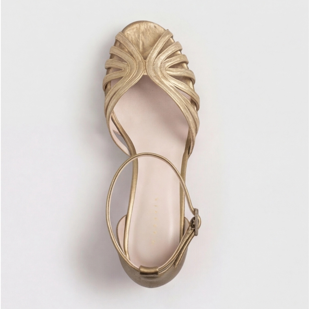 Orvana | Women's Block Heel Sandals Strappy - Gold - Image 5
