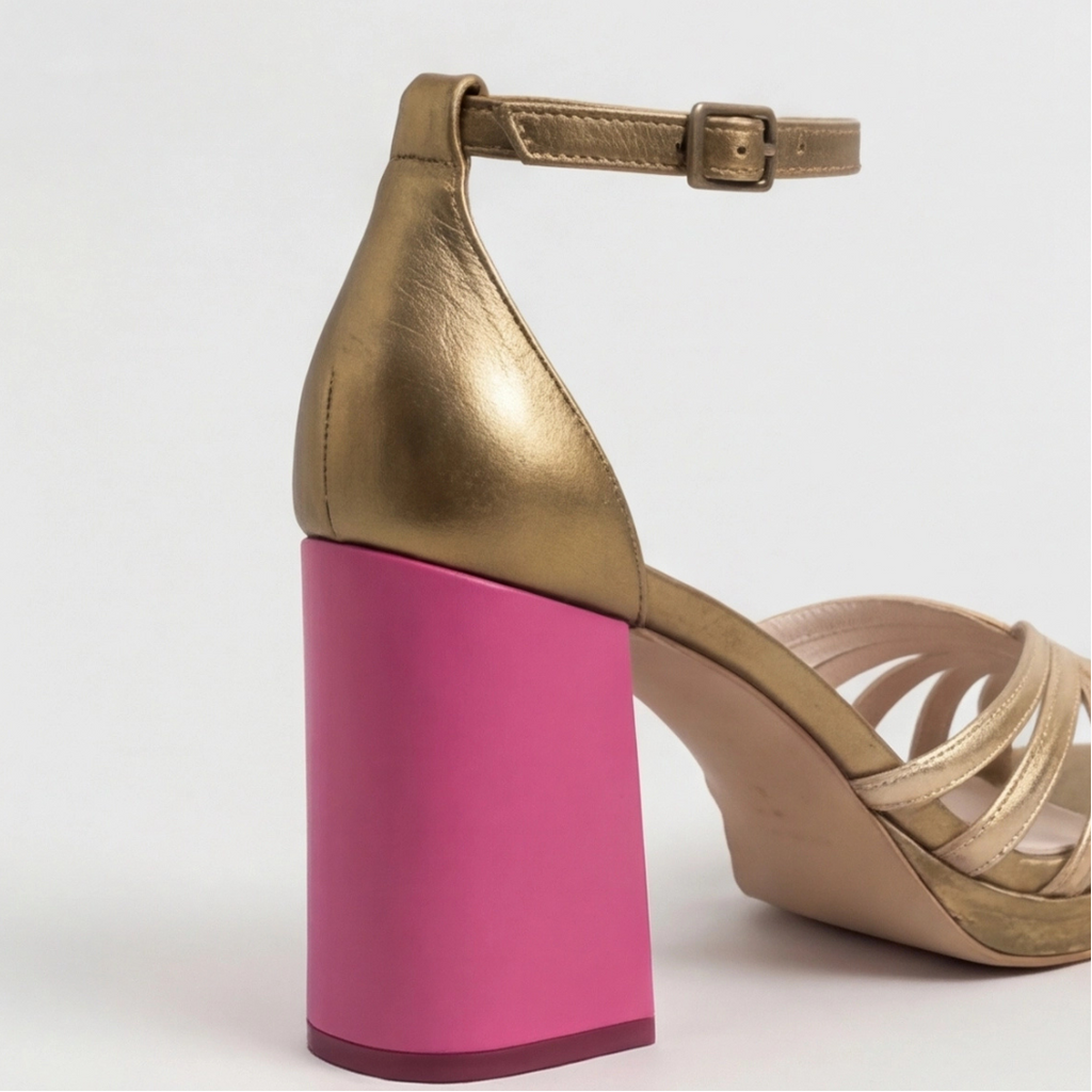 Orvana | Women's Block Heel Sandals Strappy - Gold - Image 7