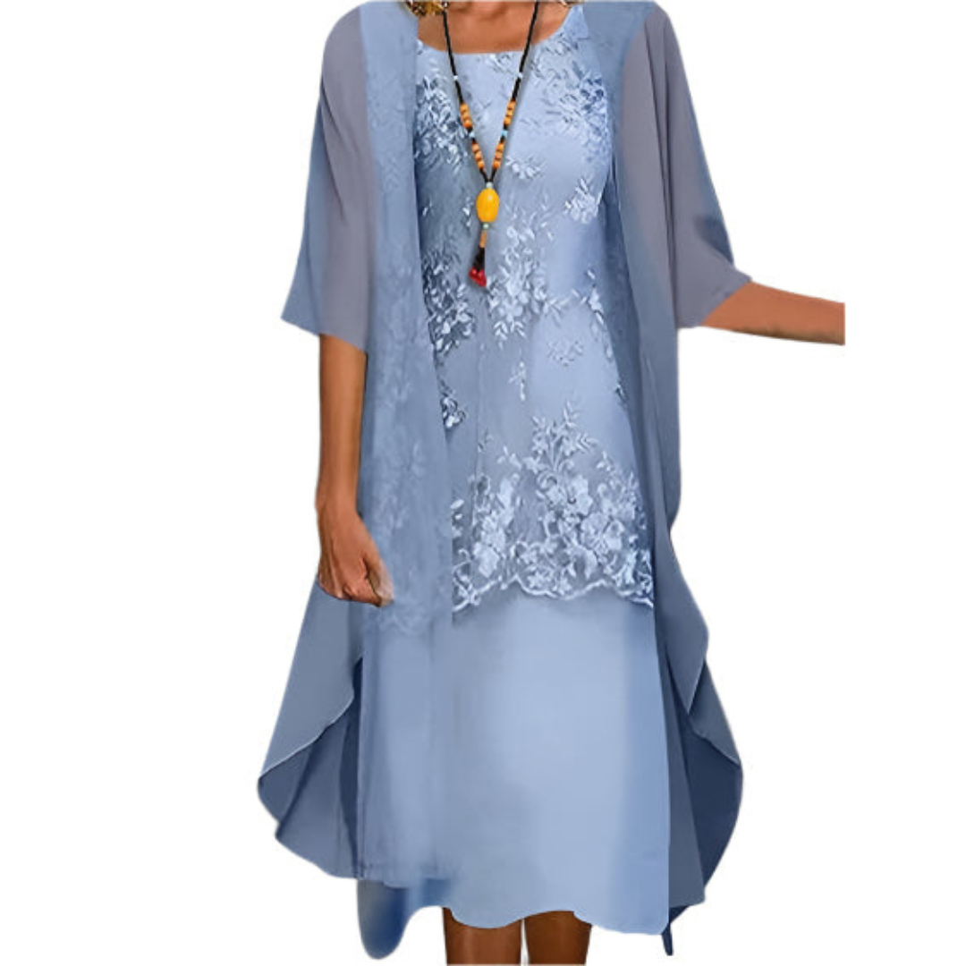 Orvella | Women's Cocktail Dress with Lace Overlay - Image 1