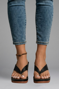 Orvelle | Women's Block Heel Thong Sandals - Black - Image 1
