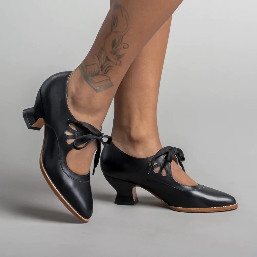 Orvindel | Women's Lace-Up Leather Heels Cut-Out - Image 9